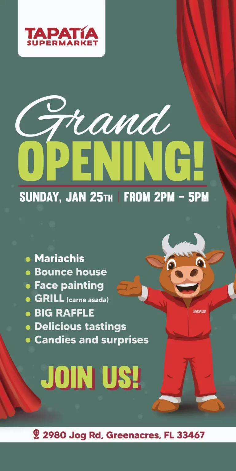 TAPATÍA SUPERMARKET | Grand OPENING! | SUNDAY, JAN 25th | FROM 2pm - 5pm | -Mariachis -Bounce house -Face painting -Grill (Carne asada) -BIG RAFFLE - Delicious tastings - Candies and surprises | JOIN US! | 2980 Jog Rd, Greenacres, FL 33467